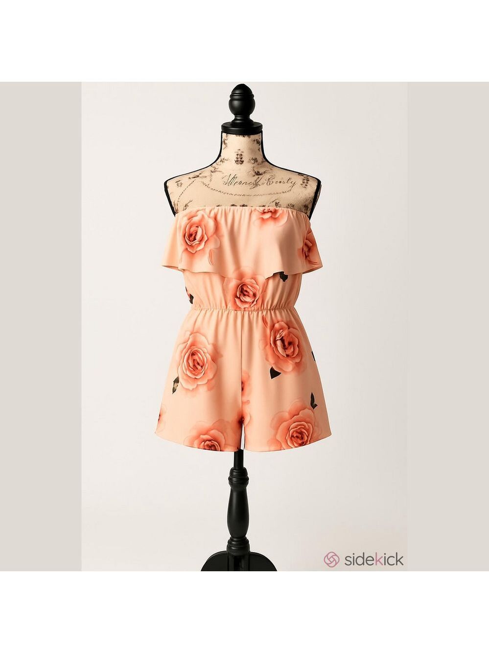 Windsor Pink Floral Strapless Ruffled Romper Size Medium